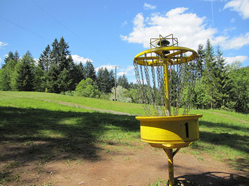 Discgolf-korg med lykta.