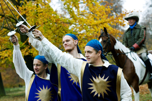 Henrik Kofoed (Porthos), Peter Plaugborg (D’Artagnan) och Jens Jørn Spottag (Athos)